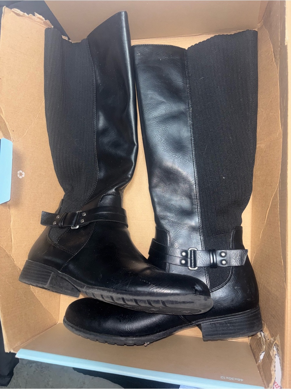 Black Tall Riding Boots with Side Strap